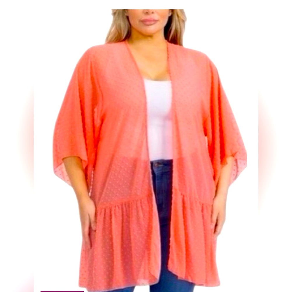 MITTOSHOP NEW PLUSE SIZE KIMONO CORAL💙